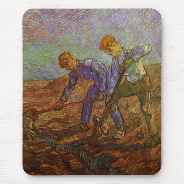 Mousepad Dois camponeses escavando por Vincent van Gogh (Frente)