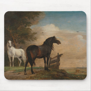 Mousepad Dois Cavalos num Prado Perto de Porta (Paulus Pott