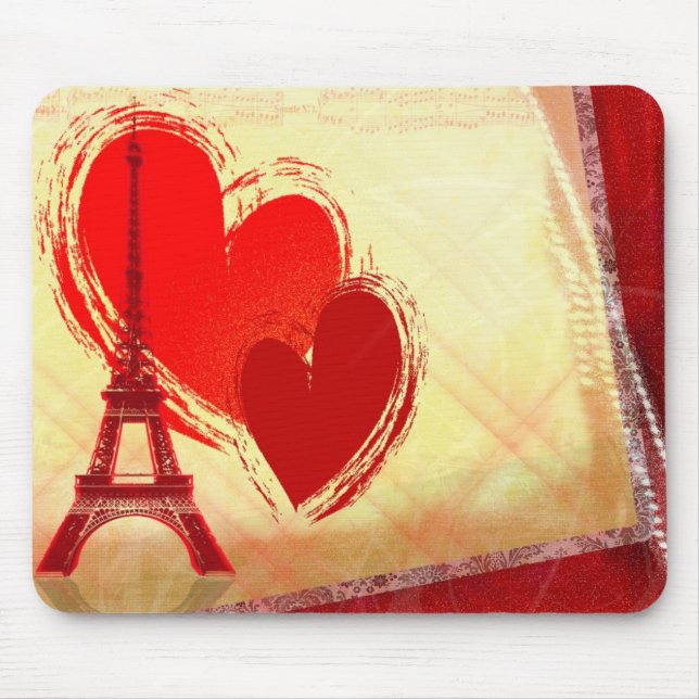 Mousepad Dois corações em Paris (Frente)