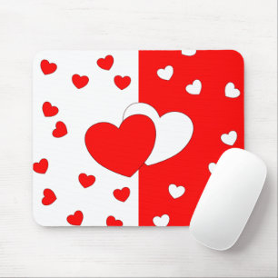 Mousepad Dois Corações No Pad De Rato Vermelho E Branco