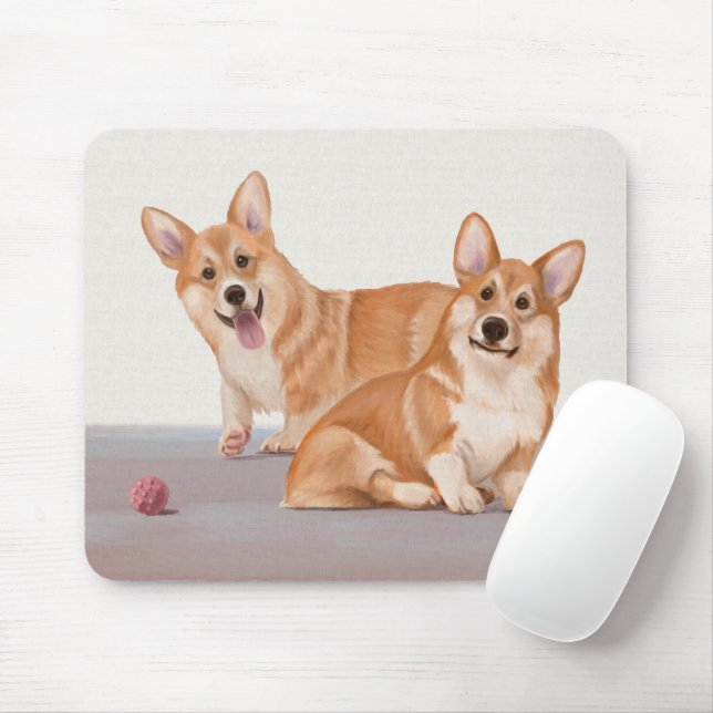 Mousepad Dois Corgis Cute (Com mouse)