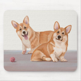 Mousepad Dois Corgis Cute