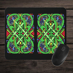 Mousepad Dois Designs de nó celular irlandês retangular em
