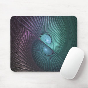 Mousepad Dois Espirais Coloridos Arte Fractal Moderna Abstr