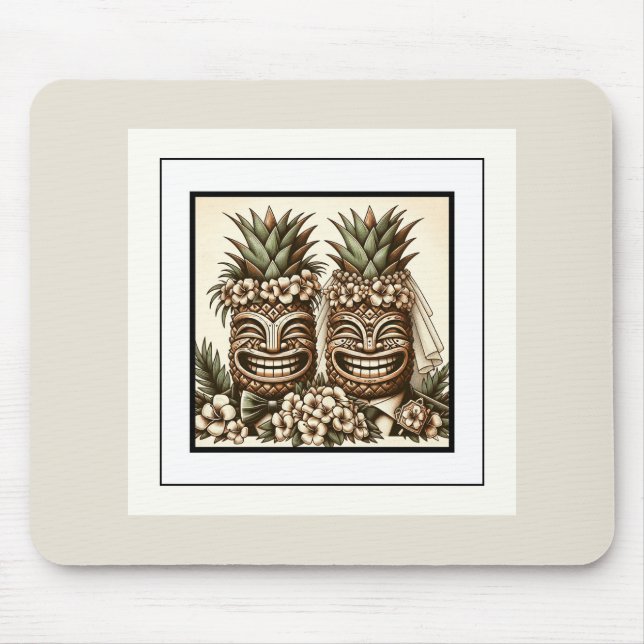 Mousepad Dois Gay de Graus Pineapple Tiki Cabeça Retro Casa (Frente)