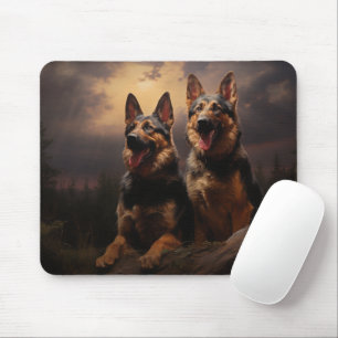 Mousepad Dois German shepherd em Dusk