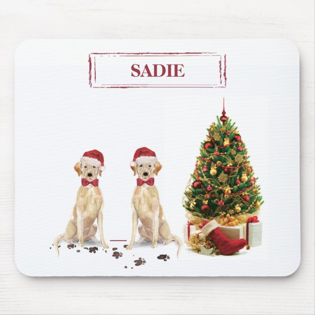Mousepad Dois Labradores retrievers Engraçado Cachorro de N (Frente)