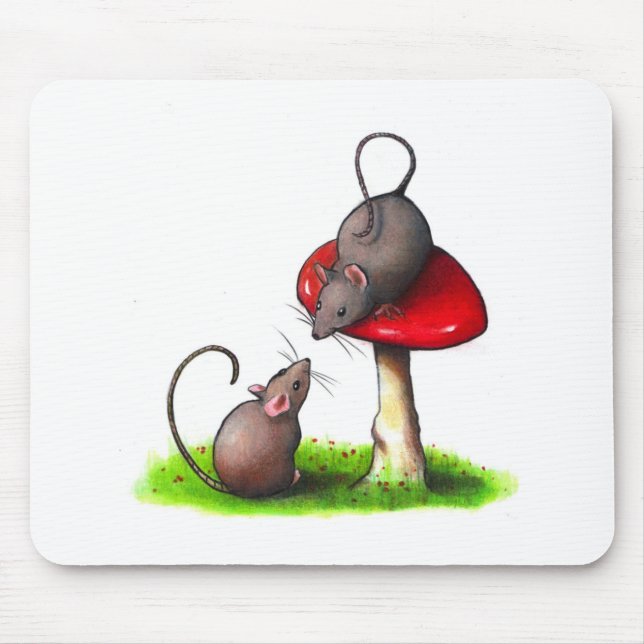 Mousepad Dois ratos pequenos bonitos e um Toadstool: (Frente)