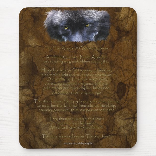 Mousepad DOIS WOLVES CHEROKEE TALE Nativo Americano (Frente)