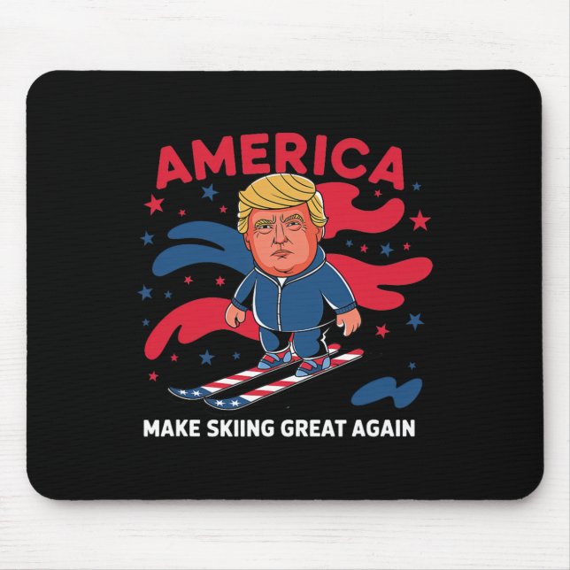 Mousepad Donald Trump Skiing America - Faça o Excelente de  (Frente)