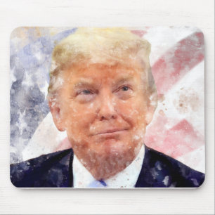 Mousepad Donald Trump sorrindo com bandeira americana
