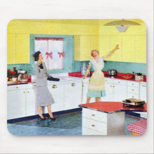 Mousepad Donas de casa retrô na cozinha