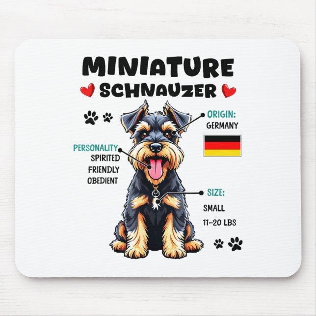 Mousepad Dono de Miniature Schnauzer Engraçado Amante de Mi (Frente)