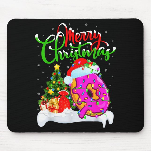 Mousepad Donuts Food Lover Xmas Decorations Santa Donuts Ch (Frente)