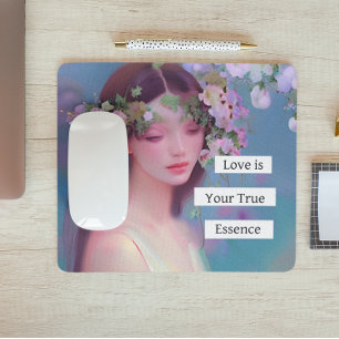 Mousepad Donzela Angelical e Citação Inspiradora Etérea