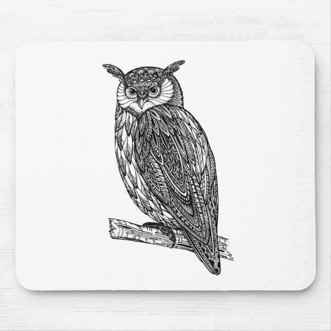 Mousepad Doodle animal da coruja do Totem selvagem (Frente)