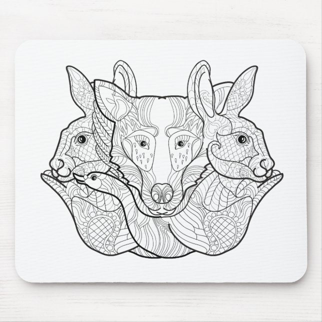 Mousepad Doodle animal do grupo (Frente)