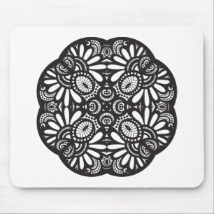 Mousepad Doodle bonito do quadrado preto de Deco