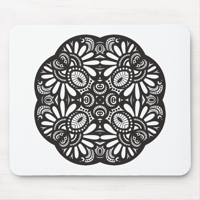 Mousepad Doodle bonito do quadrado preto de Deco (Frente)