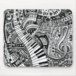 Mousepad Doodle da música clássica com teclado de piano