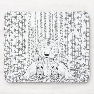 Mousepad Doodle de bambu da panda