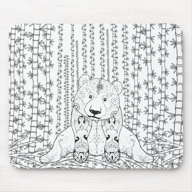 Mousepad Doodle de bambu da panda (Frente)