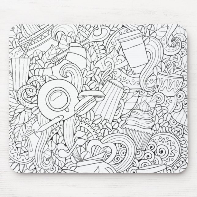 Mousepad Doodle do café e do chá (Frente)