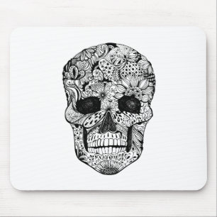 Mousepad Doodle floral do crânio
