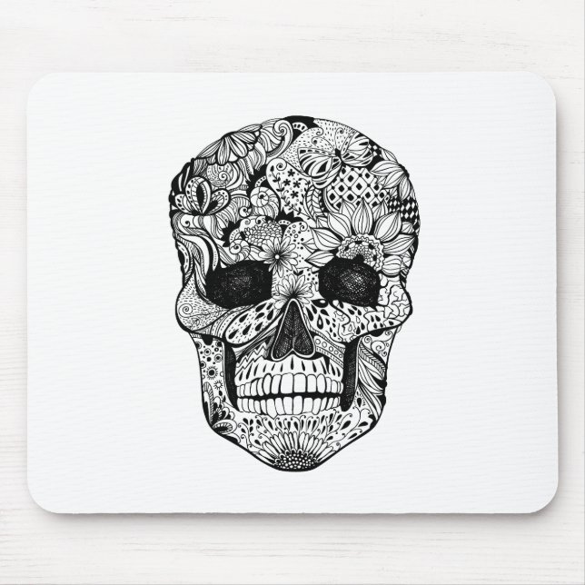 Mousepad Doodle floral do crânio (Frente)