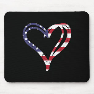 Mousepad Doodle Heart American Flag Memorial Day 4th Of
