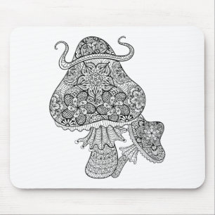 Mousepad Doodle mágico tirado mão dos cogumelos