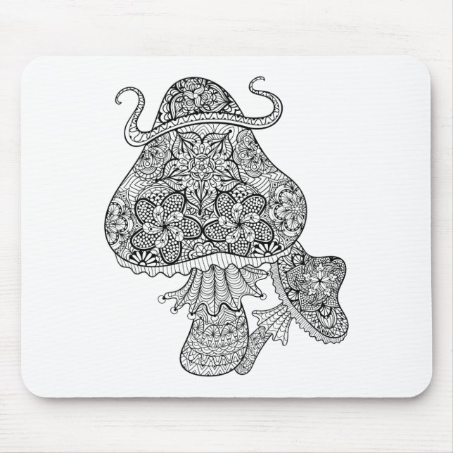 Mousepad Doodle mágico tirado mão dos cogumelos (Frente)