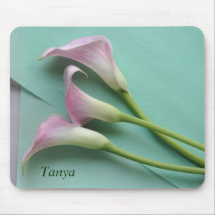 mousepad dos lírios de calla cor-de-rosa
