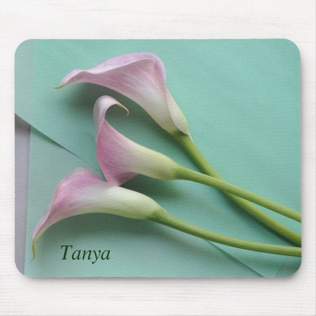 mousepad dos lírios de calla cor-de-rosa (Frente)