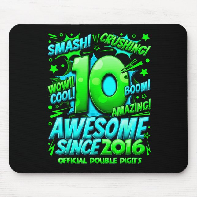 Mousepad Double Digits 10 Year Old Boys 10th Birthday Boy  (Frente)