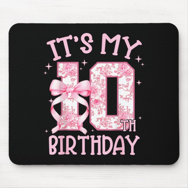 Mousepad Double Digits Birthday Girl 10th Birthday Coquette (Frente)