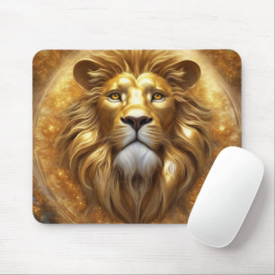 Mousepad Dourada cabeça de leão impressionante