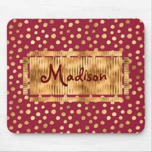 Mousepad Dourada Chic Chic Burgundy Trendy Na moda Elegante