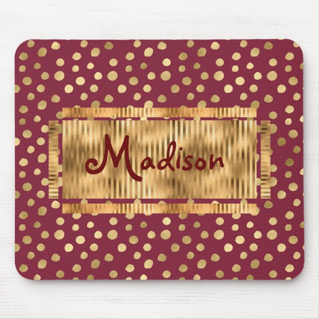 Mousepad Dourada Chic Chic Burgundy Trendy Na moda Elegante (Frente)