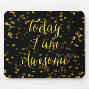 Mousepad Dourada citação Faux Foil Confetti Fundo
