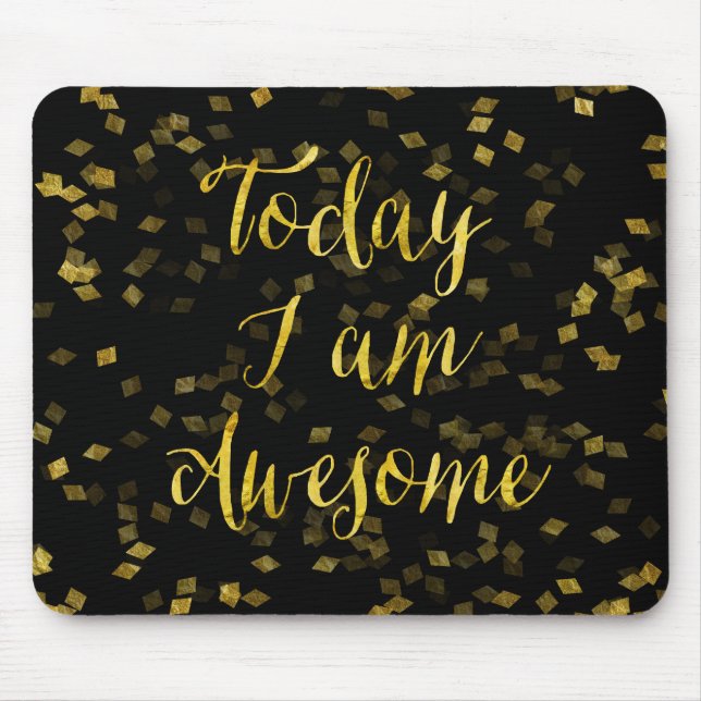 Mousepad Dourada citação Faux Foil Confetti Fundo (Frente)