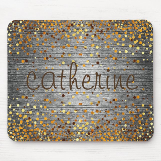 Mousepad Dourada Confetti Glitter Faux Foil Wooden Glitter (Frente)