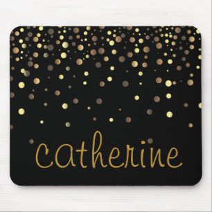 Mousepad Dourada Confetti Glitter Folha Negra Folha de Folh