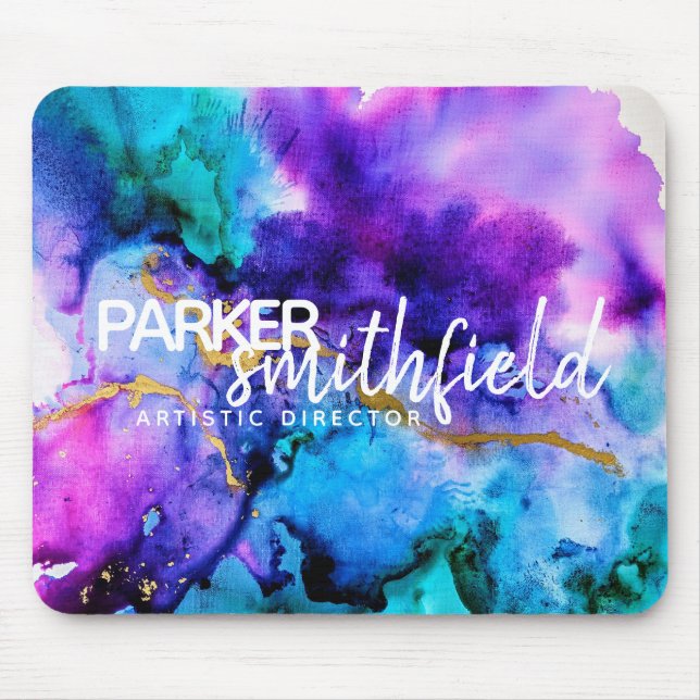 Mousepad Dourada Cor Azul Roxo (Frente)