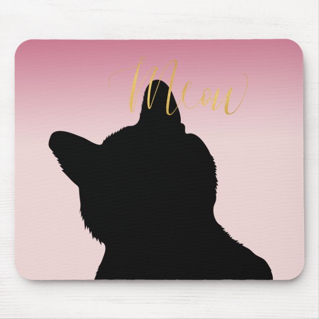Mousepad Dourada de Mídia Gatinho, cor-de-rosa (Frente)