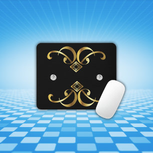 Mousepad Dourada espiral em preto com diamante