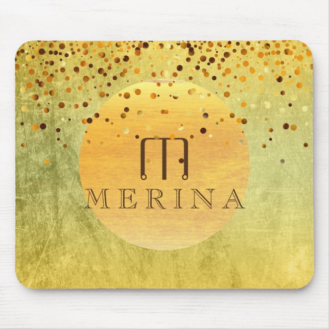 Mousepad Dourada Faux Foil Confetti Glitter Moon Personaliz (Frente)