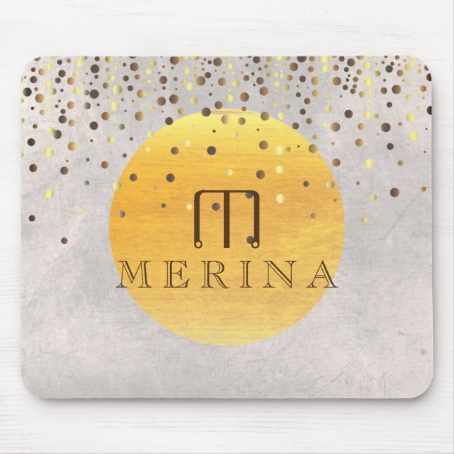 Mousepad Dourada Faux Foil Confetti Glitter Moon Personaliz (Frente)
