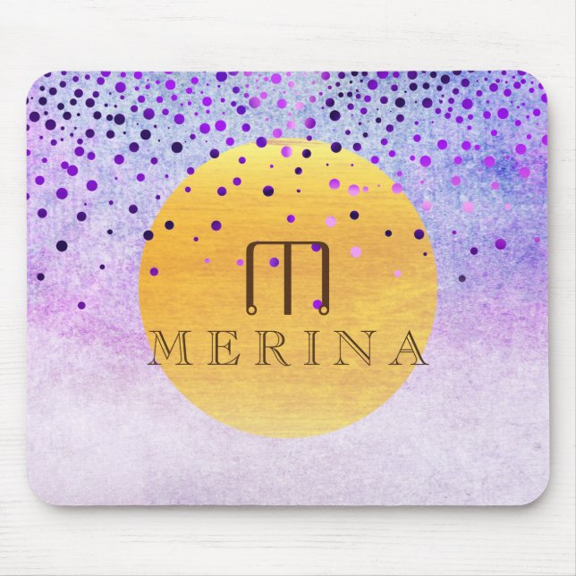 Mousepad Dourada Faux Foil Confetti Glitter Moon Personaliz (Frente)