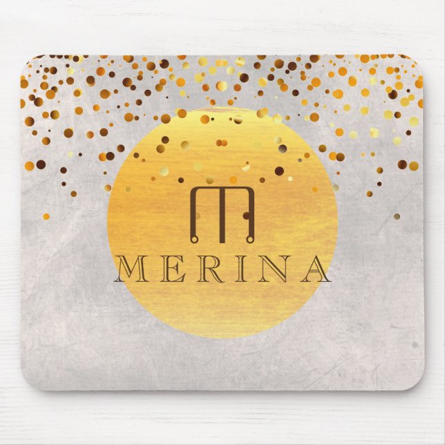 Mousepad Dourada Faux Foil Confetti Glitter Moon Personaliz (Frente)